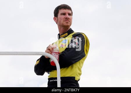 #98: Grant Enfinger, ThorSport Racing, Ford F-150 during practice for the NASCAR Gander Outdoor Truck Series M&M's 200 race at Iowa Speedway, Saturday, June 15, 2019, in Newton, Iowa. (AP Photo/NKP, Russell LaBounty) MANDATORY CREDIT