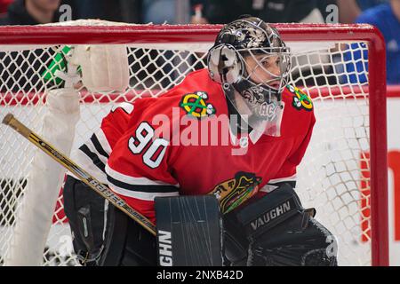 Chicago Blackhawks goaltender Scott Foster during the second period of an  NHL preseason hockey game against the Boston Bruins Saturday, Sept. 28,  2019, in Boston. (AP Photo/Winslow Townson Stock Photo - Alamy