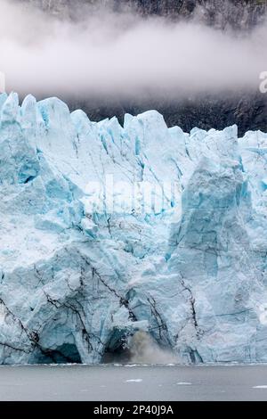 Una vista del parto del glaciar Margerie en la cordillera de clima justo, Parque Nacional Glacier Bay, sureste de Alaska, EE.UU.. Foto de stock