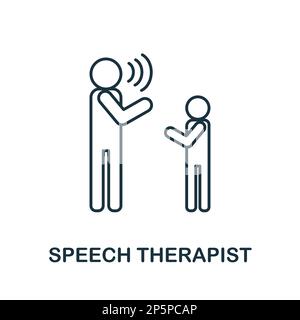 Icono de línea de terapeuta del habla. Monocromo Simple Speech Therapist icono de esquema para plantillas, diseño web e infografías Ilustración del Vector