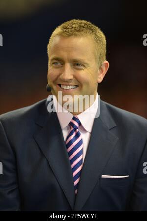 Jan. 2, 2013 - New Orleans, Louisiana, USA - January 02, 2013: ESPN Kirk Herbstreit on the sidelines during the All State Sugar Bowl between the University of Florida Gators and the University of Louisville Cardinals at Mercedes-Benz Superdome in New Orleans, Louisiana. Louisville leads the 1st half against Florida, 24-10. (Cal Sport Media via AP Images)