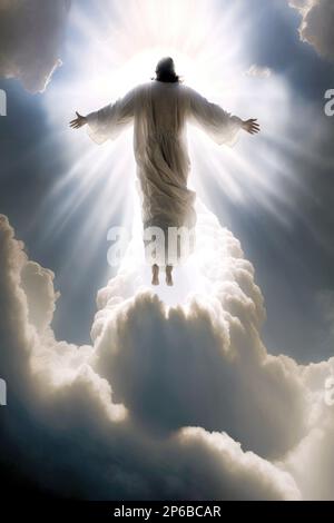 Jesús en las nubes del cielo en la gloria del Padre HQ Fotografía de stock  - Alamy