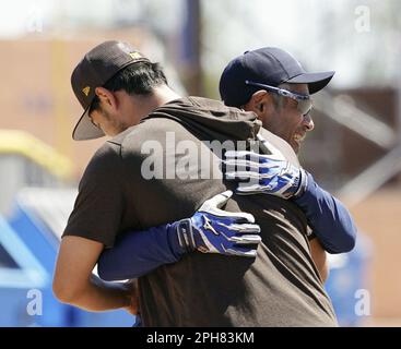 Seattle Mariners former baseball player Ichiro Suzuki, meets with the news  media, Friday, Aug. 26, 2022, in Seattle the day before his induction into  the Mariners' Hall of Fame. (AP Photo/John Froschauer