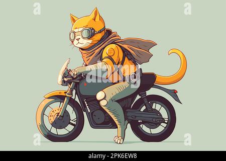 gato está montando desenho de motocicleta para colorir facilmente 2068290  Vetor no Vecteezy