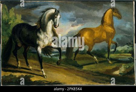 Dos caballos circa 1808 por Theodore Gericault Foto de stock