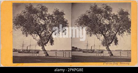 Willow Tree. Plantado por Com. Perry y otros supervivientes de la batalla del lago Erie, para marcar el lugar de enterramiento de los muertos alrededor de 1870 por Benedicto Foto de stock