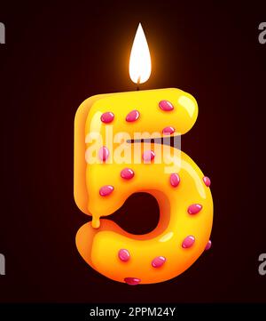 Pastel de cumpleaños número de fuente 1 con vela. Un año de aniversario.  Sabrosa colección. Ilustración vectorial Imagen Vector de stock - Alamy