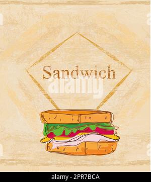 Antecedentes grunge con sandwich Foto de stock