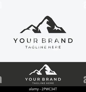 Diseño de logotipo de montañas o siluetas de montañas. Logotipos para escaladores, fotógrafos, empresas. Ilustración del Vector