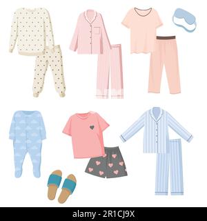 conjunto de pijama de niña. ropa de noche textil para niños ropa de dormir  pijamas para dormir imágenes de colores vectoriales. ilustración vectorial  12466251 Vector en Vecteezy