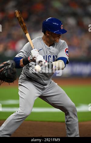 Chicago Cubs catcher Yan Gomes, left, and starting pitcher Wade Miley walk  to the dugout before a baseball game against the Miami Marlins, Monday,  Sept. 19, 2022, in Miami. (AP Photo/Lynne Sladky