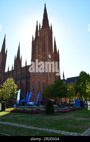 Wiesbaden, Alemania - 09.30.2018: La 'Marktkirche' (iglesia del mercado en inglés) en Wiesbaden Foto de stock