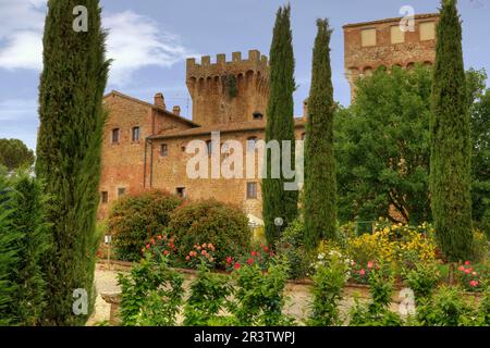 Castello di Spedaletto, Castillo, Pienza, Toscana, ITALIA Foto de stock