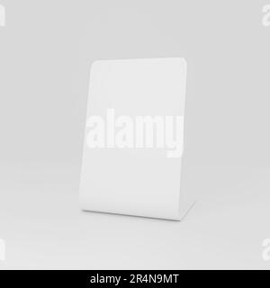 Maqueta blanca en blanco de la tarjeta de la tienda, representación 3D aislada sobre fondo gris Foto de stock