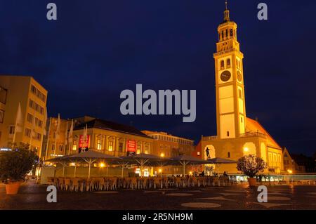 Augsburgo, Rathausplatz, Plaza del Ayuntamiento, Rathausplatz, Torre Perlach, Camino romántico, Swabia Foto de stock