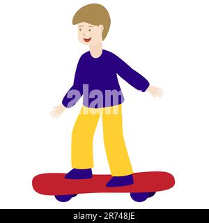 Un niño con gorra jugando al estilo de dibujos animados de skateboard  aislado Imagen Vector de stock - Alamy