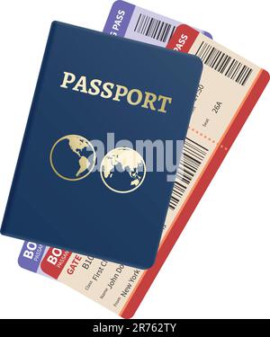 Pasaporte con vector de diseño de plantilla de boletos Ilustración del Vector