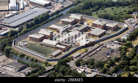 Vista aérea de HMP Doncaster / YOI Doncaster, o simplemente la prisión de Doncaster, o la prisión de Marshgate o Doncatraz. Yorkshire del Sur. Tomado de más de 1500 '. Foto de stock