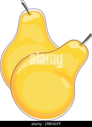 Dos peras amarillas aisladas sobre un fondo blanco. Ilustración vectorial Ilustración del Vector