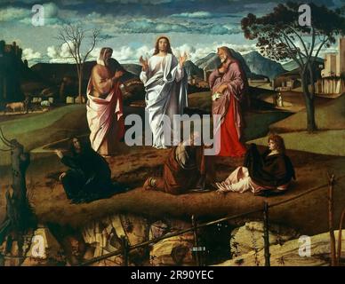 Giovanni Bellini, la pintura, la transfiguración de Cristo, 14551457
