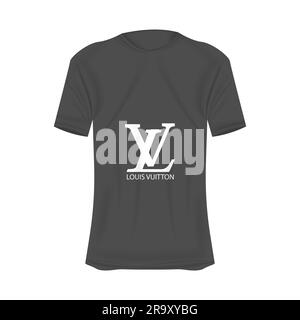 Camiseta con logo Louis Vuitton mockup en colores grises. Maqueta de camisa  realista con mangas cortas. Plantilla de camiseta en blanco con espacio  vacío para el diseño. Baja Imagen Vector de stock - Alamy