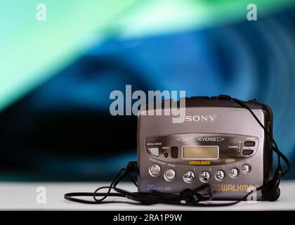 Vintage marca Sony Walkman reproductor de CD portátil - Perspectiva  superior Fotografía de stock - Alamy
