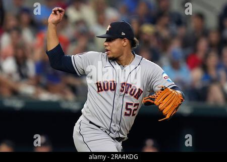 Houston Astros relief pitcher Bryan Abreu works against the Seattle  Mariners during a baseball game, Sunday, May 7, 2023, in Seattle. (AP  Photo/John Froschauer Stock Photo - Alamy