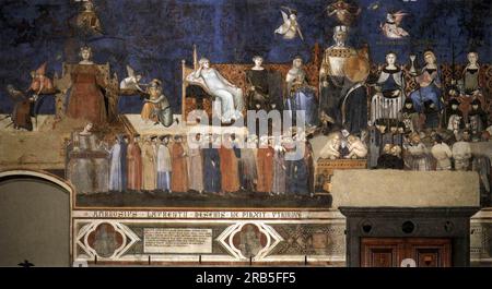 Alegoría del Buen Gobierno 1340 por Ambrogio Lorenzetti Foto de stock