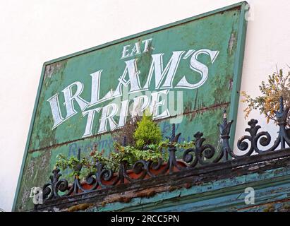 Eat Irlams Tripe sign, Toad Lane, Rochdale, Gran Manchester, Inglaterra, REINO UNIDO, OL12 0NU Foto de stock
