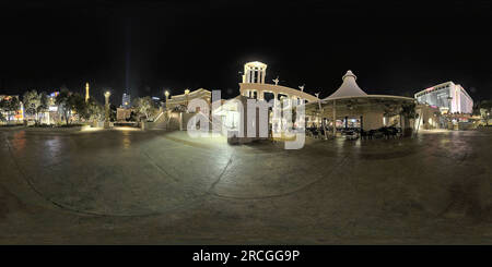 Vista panorámica en 360 grados de Las Vegas Flamingo Road Strip por la noche