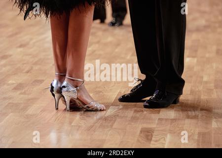 Zapatos Baile Pies Piernas Pareja Femenina Masculina Salón Baile