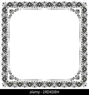 Marco cuadrado vintage vector clásico con arabescos y elementos orientales.  Ornamento abstracto blanco y negro con lugar para el texto. Patrón vintage  Imagen Vector de stock - Alamy