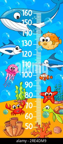 niños altura cuadro, dibujos animados mar animales y pescado 23542320  Vector en Vecteezy