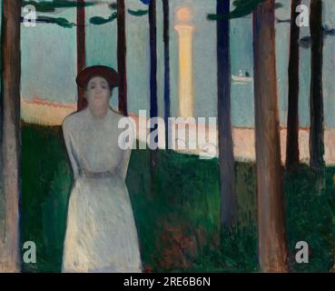 Título: Sueño de la noche de verano (también conocido como La voz) Artista: Edvard Munch Medio: Óleo sobre lienzo Ubicación: Museo de Bellas Artes, Boston, Estados Unidos Foto de stock