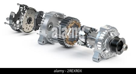 Motor de arranque del coche sobre fondo blanco. ilustración 3d Fotografía de  stock - Alamy