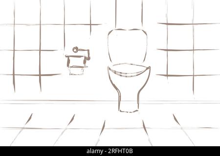 toilet sketch hand draw art decor vector de fondo Ilustración del Vector