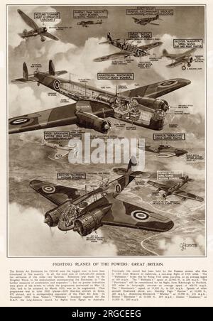 Diagrama de G. H. Davis de los aviones británicos que se producen antes de la Segunda Guerra Mundial. Foto de stock