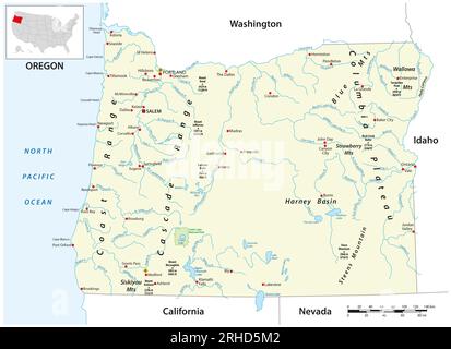 Mapa vectorial del estado estadounidense de Oregón