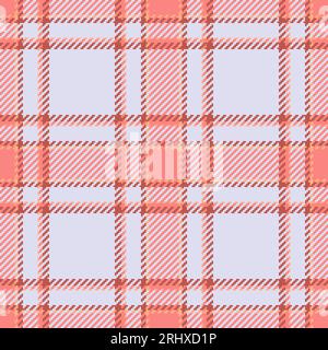 Vector de fondo textil de tela de cuadros de tartán con un patrón de textura sin costuras en colores rojo y blanco. Ilustración del Vector