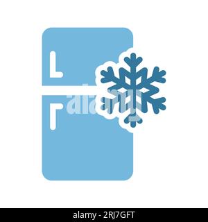 Nevera negro aislado icono vectorial. Símbolo de refrigerador y congelador con copo de nieve. Ilustración del Vector