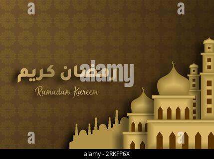 Tarjeta Ramadan Kareem. Banner Vintage Para Los Que Desean Ramadan