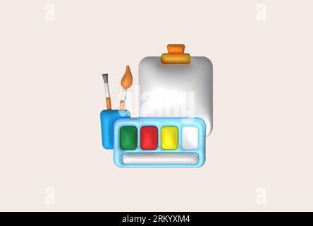 https://l450v.alamy.com/450ves/2rkyxm4/3d-ilustracion-para-colorear-equipo-bandeja-de-pintura-y-pinceles-estilo-minimalista-2rkyxm4.jpg