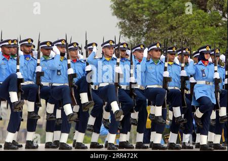 Pakistan Air Force cadets performing march past during change of guards ceremony to pay homage to the Ghazis and Shuhada of 06 September 1965 Indo-Pak War on the occasion of Defence Day of Pakistan, at Mausoleum of Quaid-e-Azam Muhammad Ali Jinnah in Karachi on Wednesday, September 6, 2023. Stock Photo