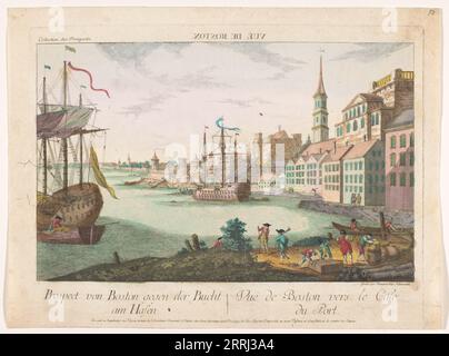 Vista del puerto en Boston, 1755-1779. Foto de stock
