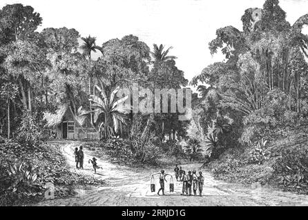 'Vista en los suburbios de Batavia; de Sydney a Singapur', 1875. De 'Viajes ilustrados' por H.W. Bates. [Cassell, Petter, y Galpin, c1880, Londres] y Galpin. Foto de stock