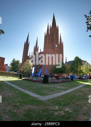 Wiesbaden, Alemania - 09.30.2018: La 'Marktkirche' (iglesia del mercado en inglés) en Wiesbaden Foto de stock