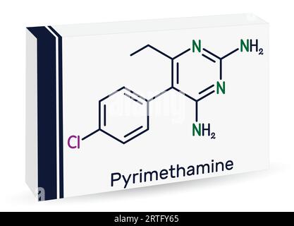 Molécula de pirimetamina. Es un medicamento antiparasitario, utilizado