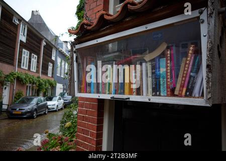 Una librería de la calle con los libros disponibles de forma gratuita, Groot Heiligland, Haarlem, Países Bajos. Foto de stock