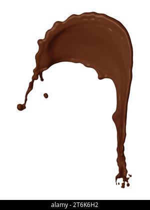 Un chapoteo de color chocolate sobre fondo blanco Foto de stock