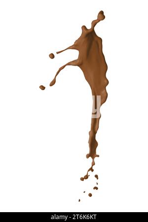 Un chapoteo de color chocolate sobre fondo blanco Foto de stock